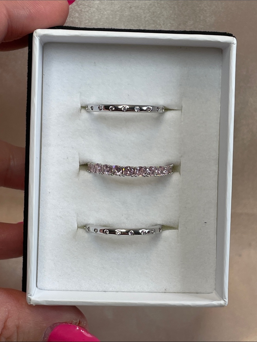 Bomb Party LUXE BANDS "She's A Rockstar" Rose Quartz on Rhodium $150 MSRP NWT